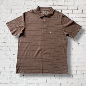 New Eddie Bauer Men’s Brown Striped Polo Shirt
